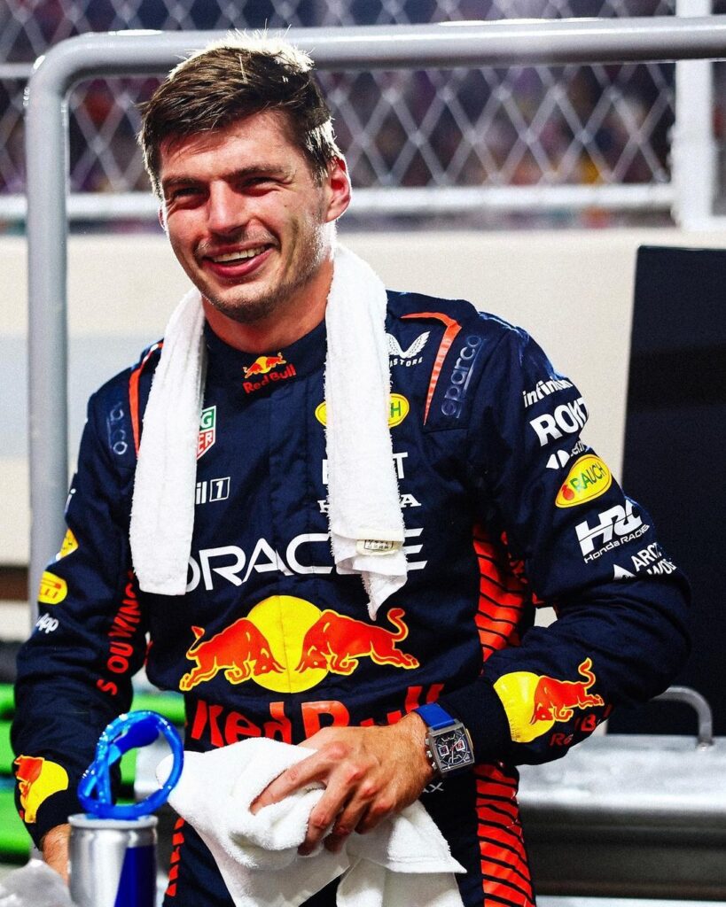 Max Verstappen wearing his piece unique TAG Heuer Monaco