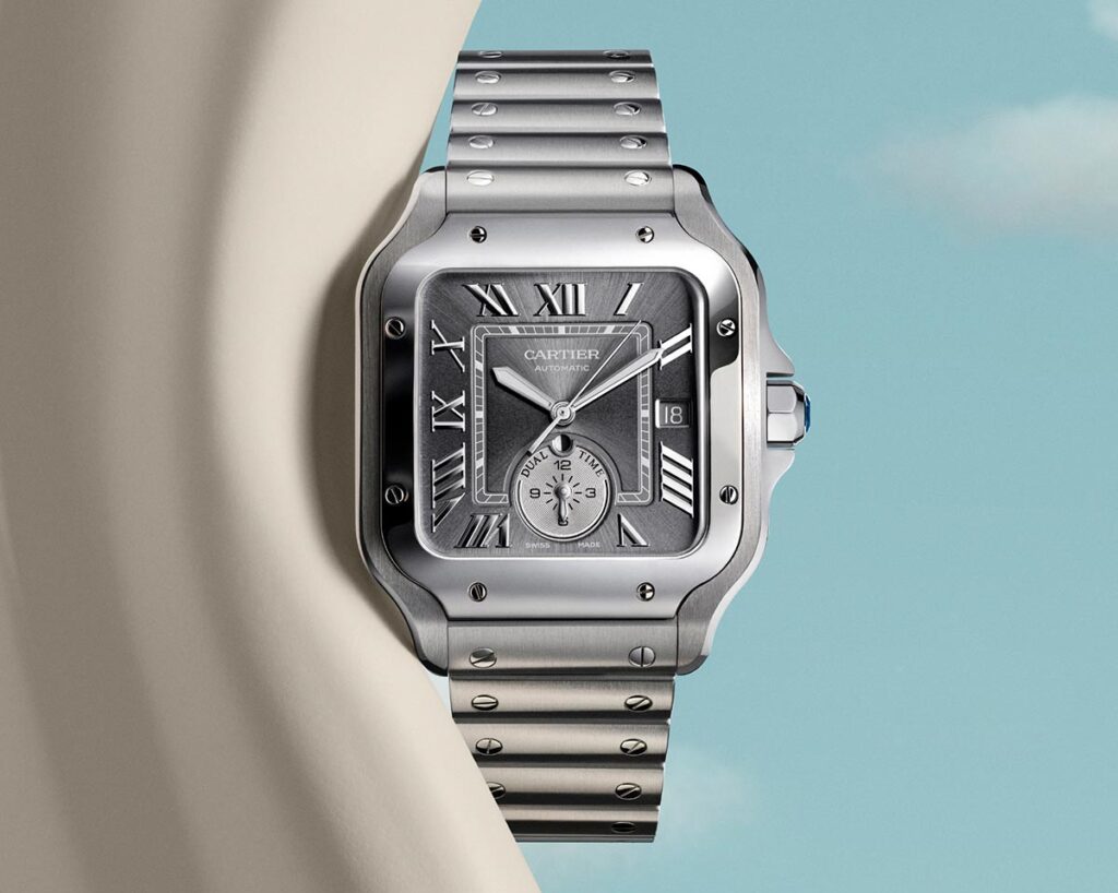 Cartier Santos de Cartier dual time presented at Watches & Wonders 2024