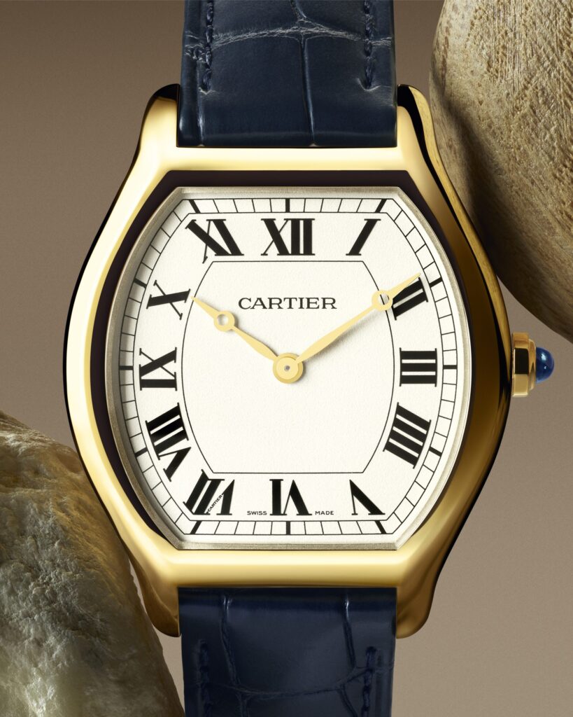 Cartier Tortue time-only with yellow gold case presnted at Watches and Wonders 2024